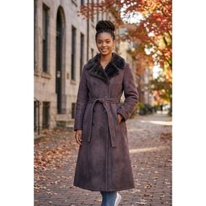 Vintage! "Abercrombie & Fitch" 60's Suede Shearling  Long Coat RARE,PLZ READ!!